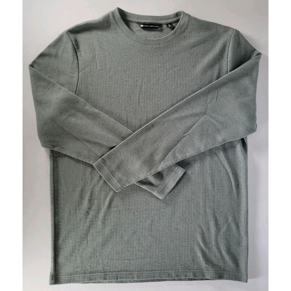 Travis Mathew Cloud Waffle Crewneck Textured Knit Long Sleeve Shirt Gray XL
